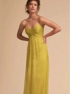 Anthropologie BHLDN Chartreuse Bridesmaid Formal Dress
